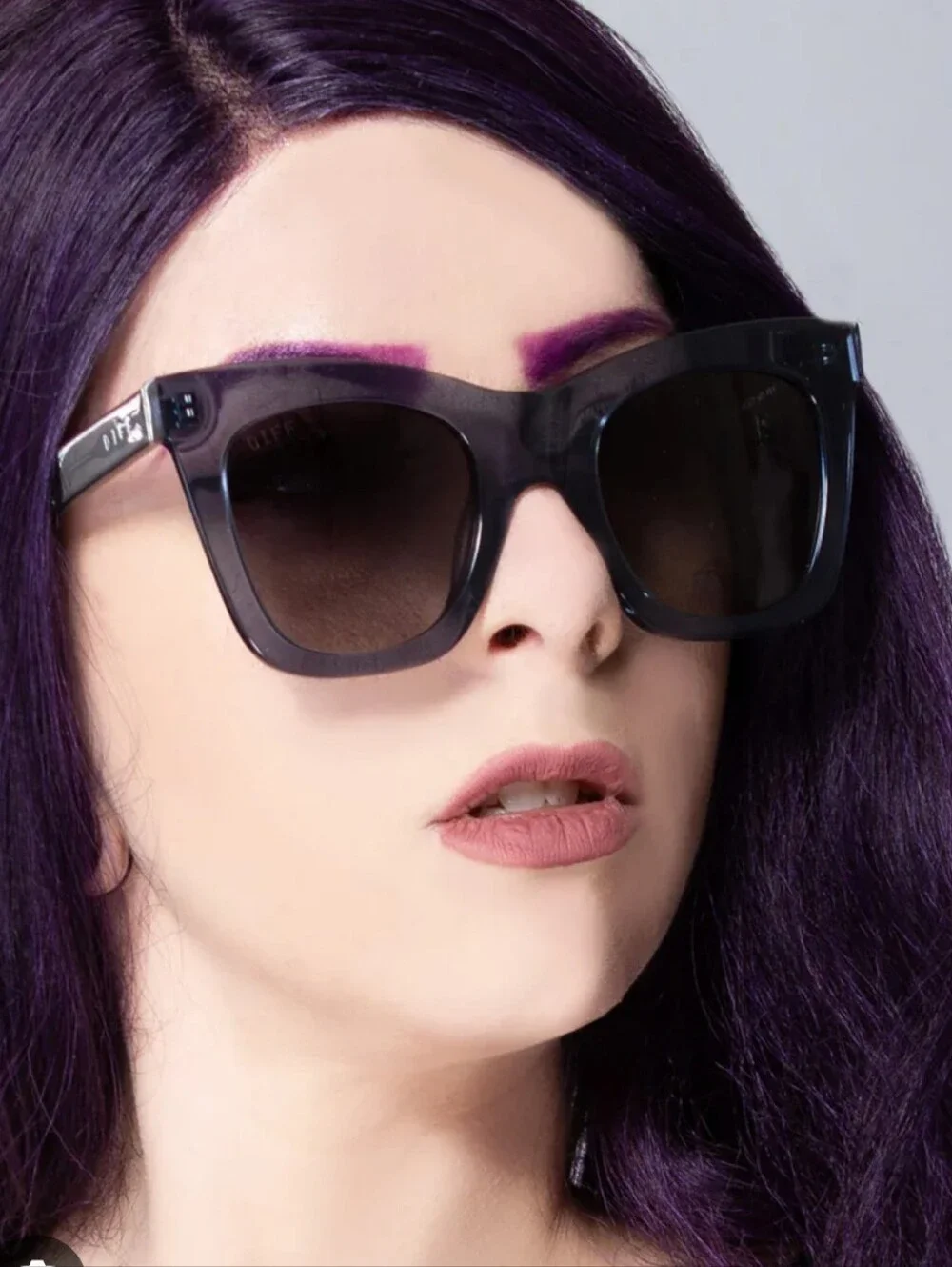 Diff Talia Black Oversized Square Sunglasses with Gradient Lenses